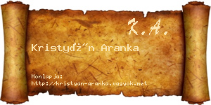 Kristyán Aranka névjegykártya